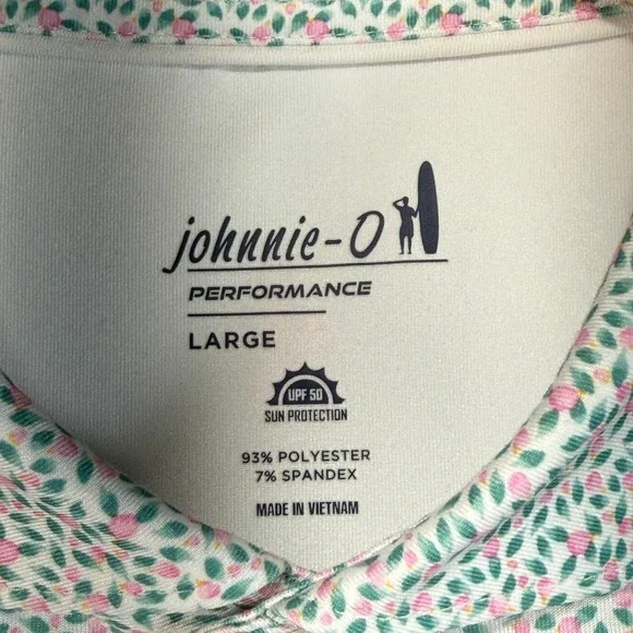 Johnnie-O Springwood Performance Polo Shirt Mens Large Porto Pink Geometric Golf - Picture 6 of 9